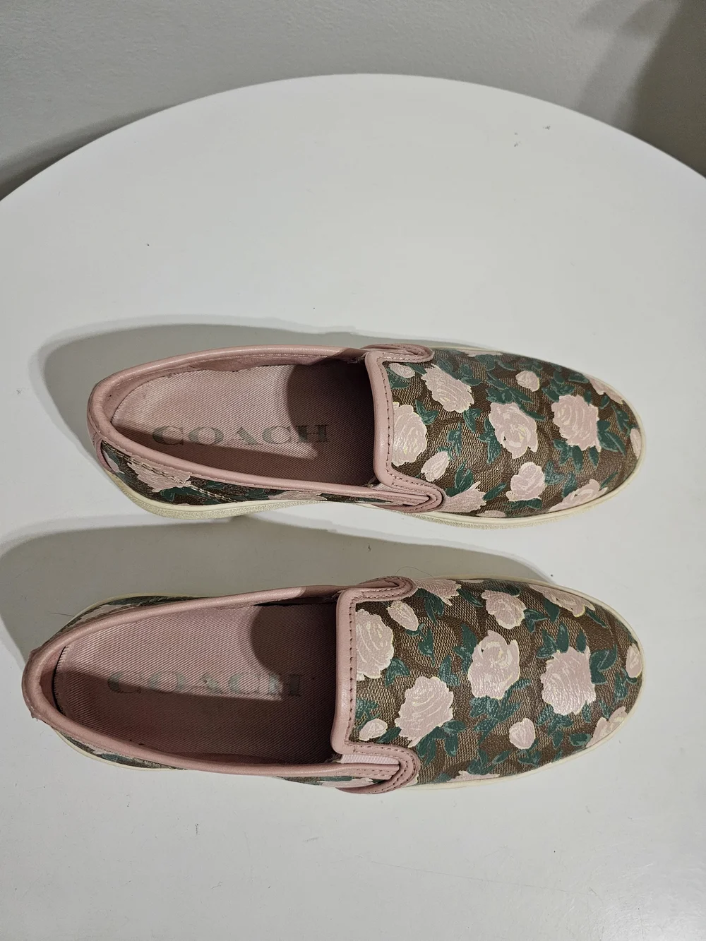Coach Floral Signature Slip On Sneakers Pink Rose Print Size 6.5